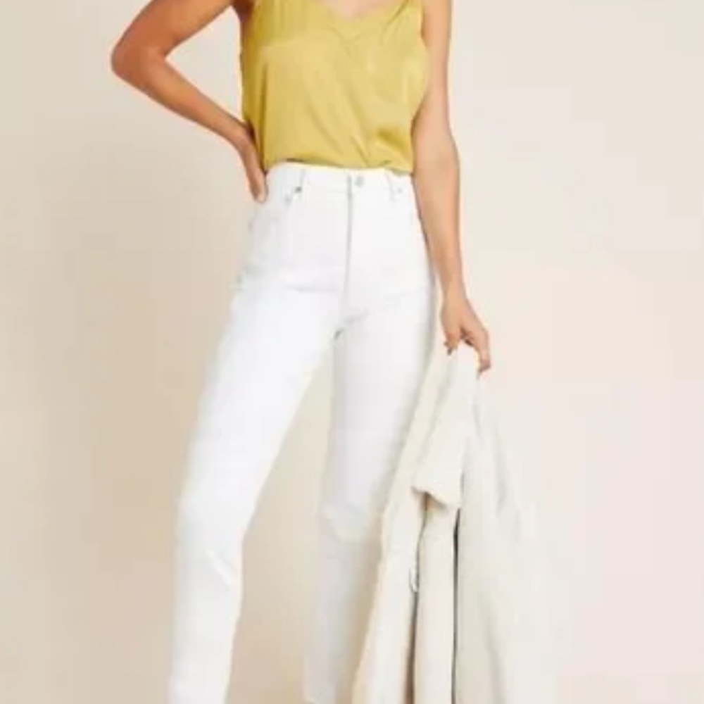 AGOLDE Nico High Rise Slim Jeans in Radiate White SIZE 25 CUT/FRAYED HEM 25 1/2"